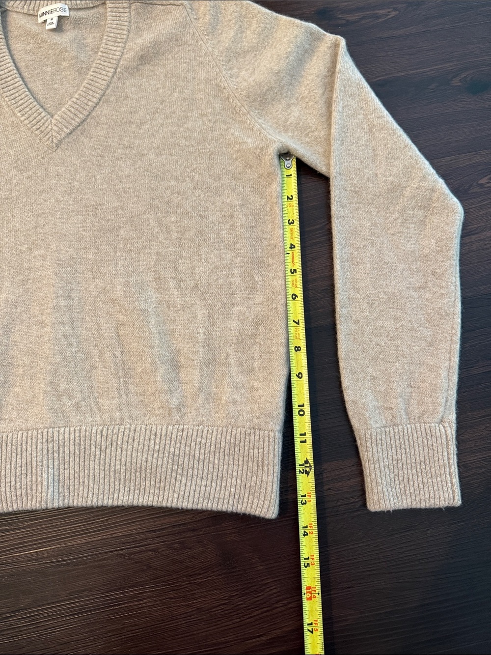 Minnie Rose V-Neck Sweater in Light Taupe - Picture 6 of 8